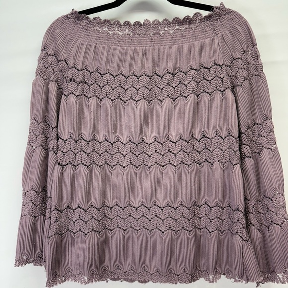 Say‎ What Blouse Women M Medium Purple Striped Long Sleeve Round Neck Casual - Picture 4 of 9